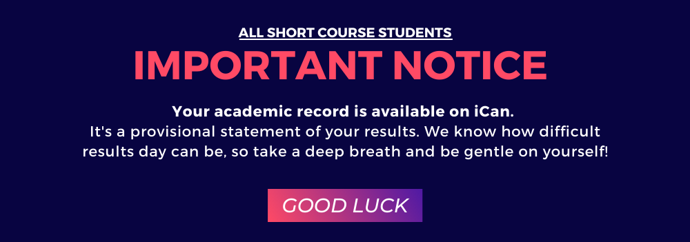 Short Course results now available on iCan